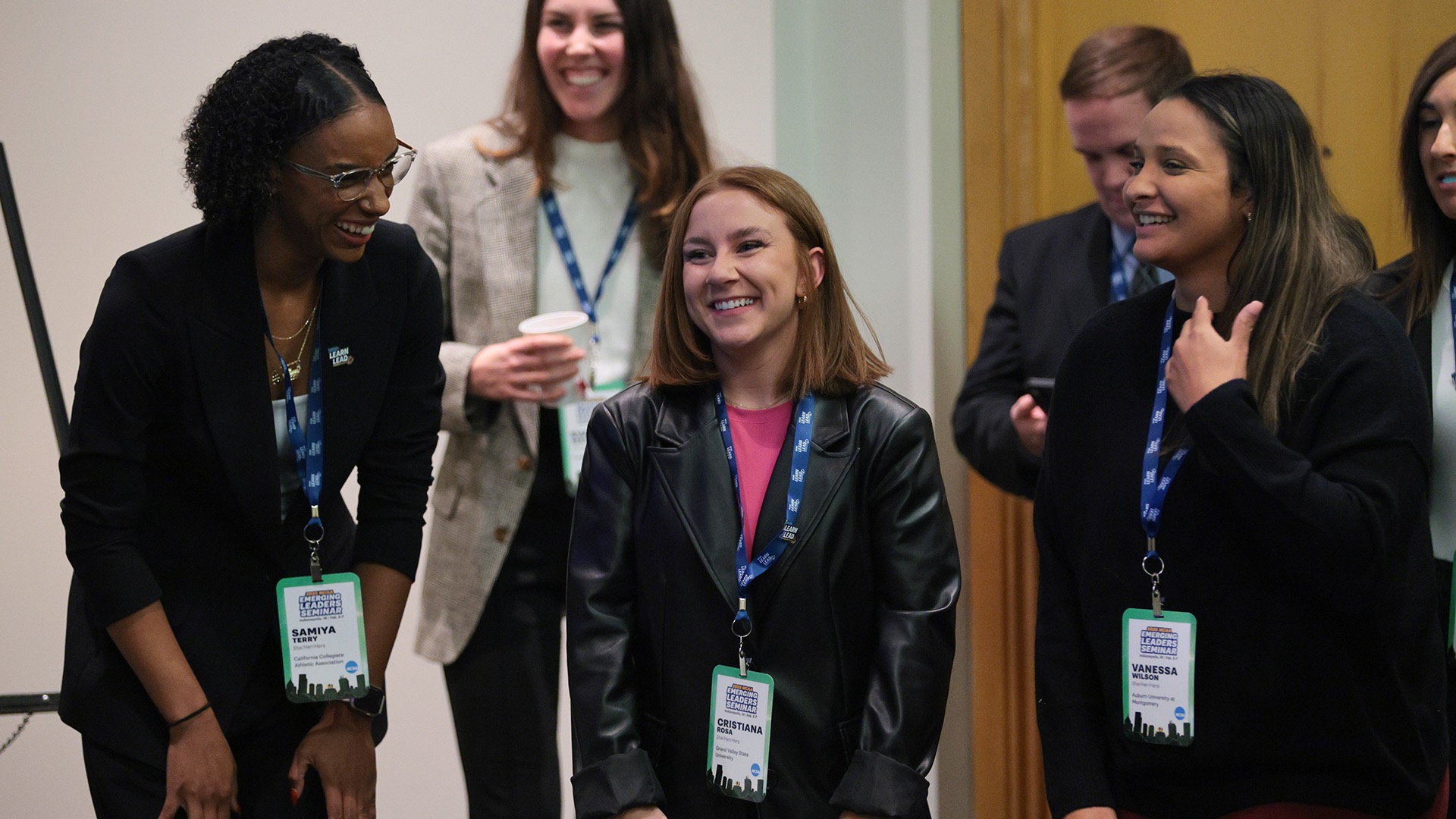 Samiya Terry (left) laughs with other participants during a session. Terry said the seminar left a lasting impact for her future.