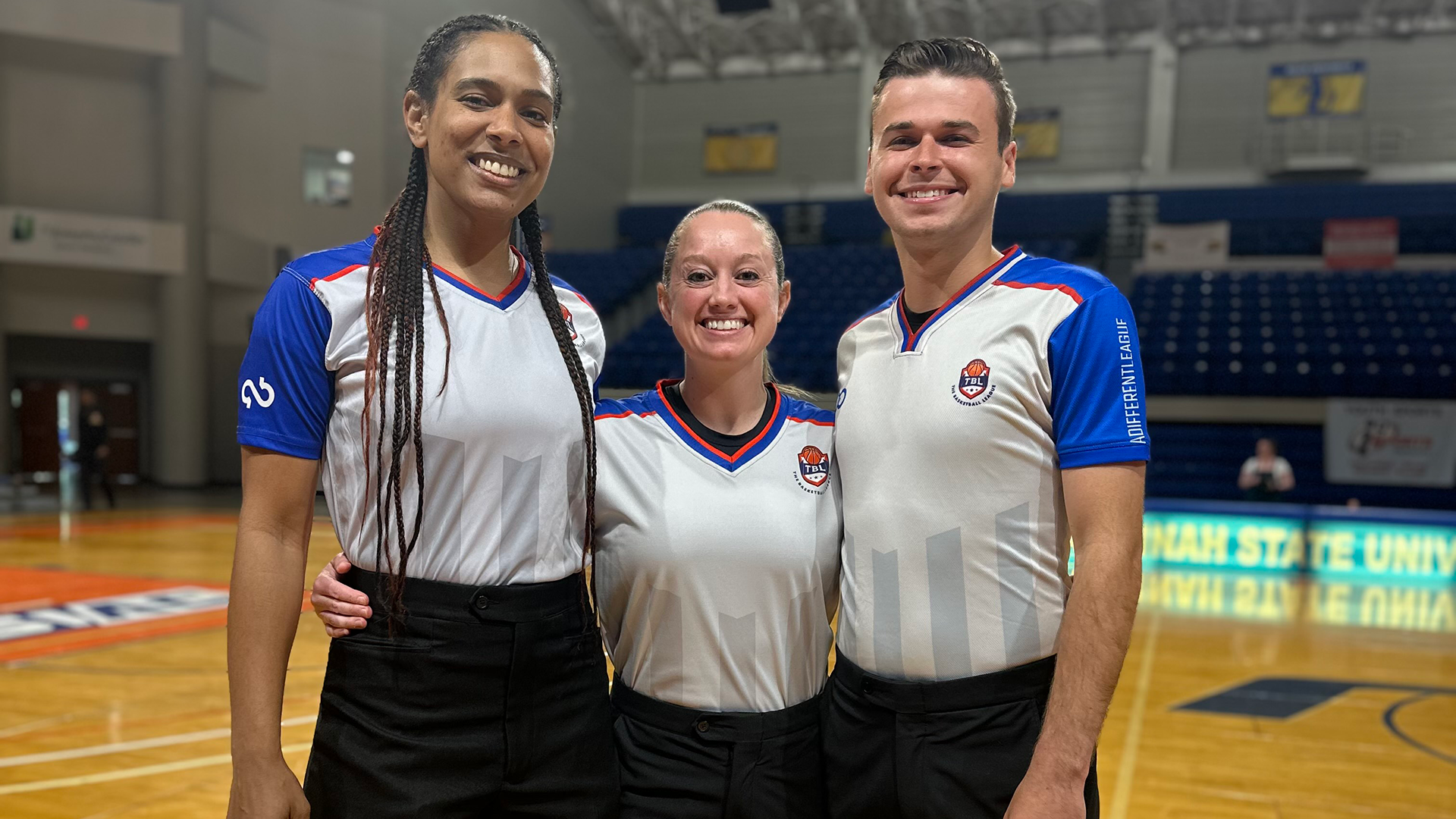 In addition to NCAA basketball, Bernstein also officiates in The Basketball League, a relatively new professional league.