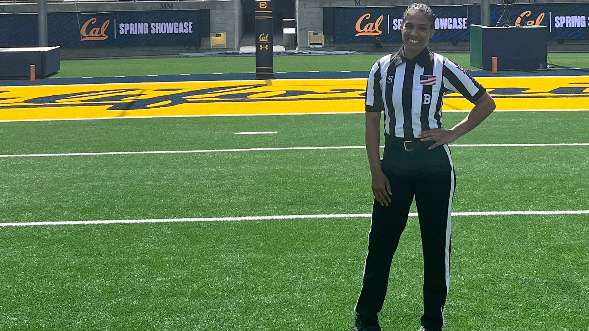 Bernstein continues to climb the ranks as a football official. She has worked college competitions, including spring scrimmages, in a variety of capacities.