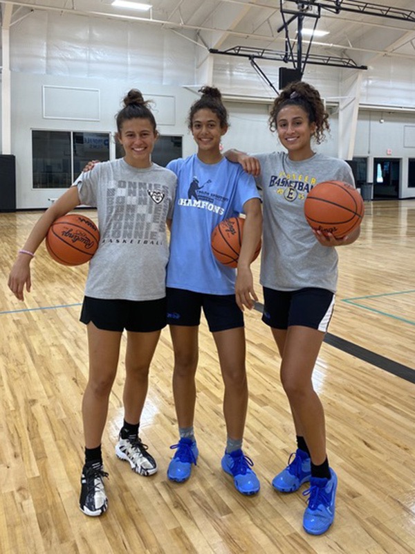 (Left to right) Olivia, Macy and Jillian Brown during one of their COVID-19-era workouts in 2020. (Photo courtesy of Olivia Brown)