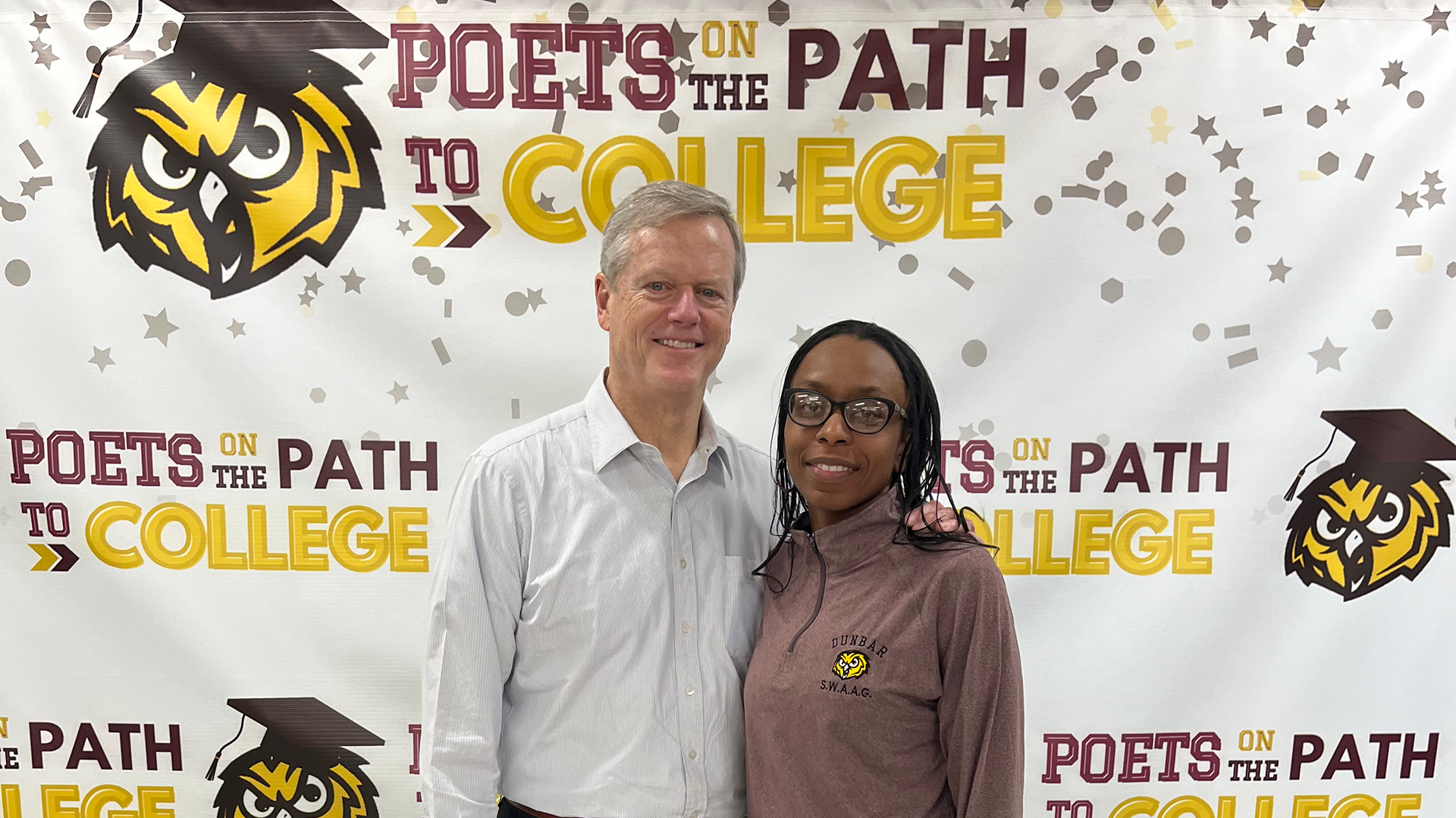 Jewel Clark and NCAA President Charlie Baker