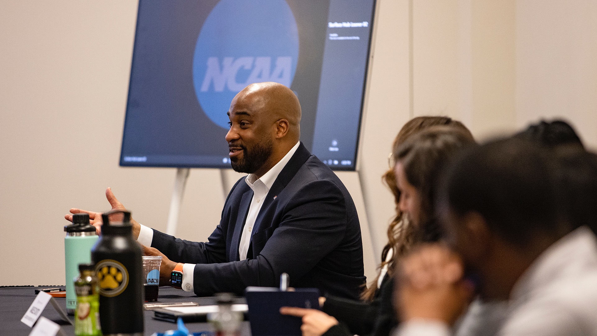 Denver Broncos President Damani Leech returns to NCAA roots, speaks to interns
