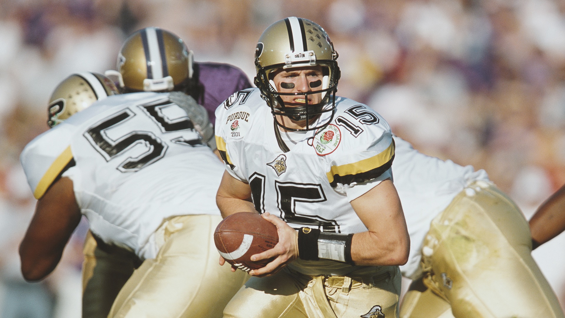 A two-time Academic All-American and the 2000 Academic All-American of the Year, Brees earned an industrial management degree from Purdue's Krannert School of Management while starring at quarterback for the Boilermakers. (Photo courtesy of Purdue)