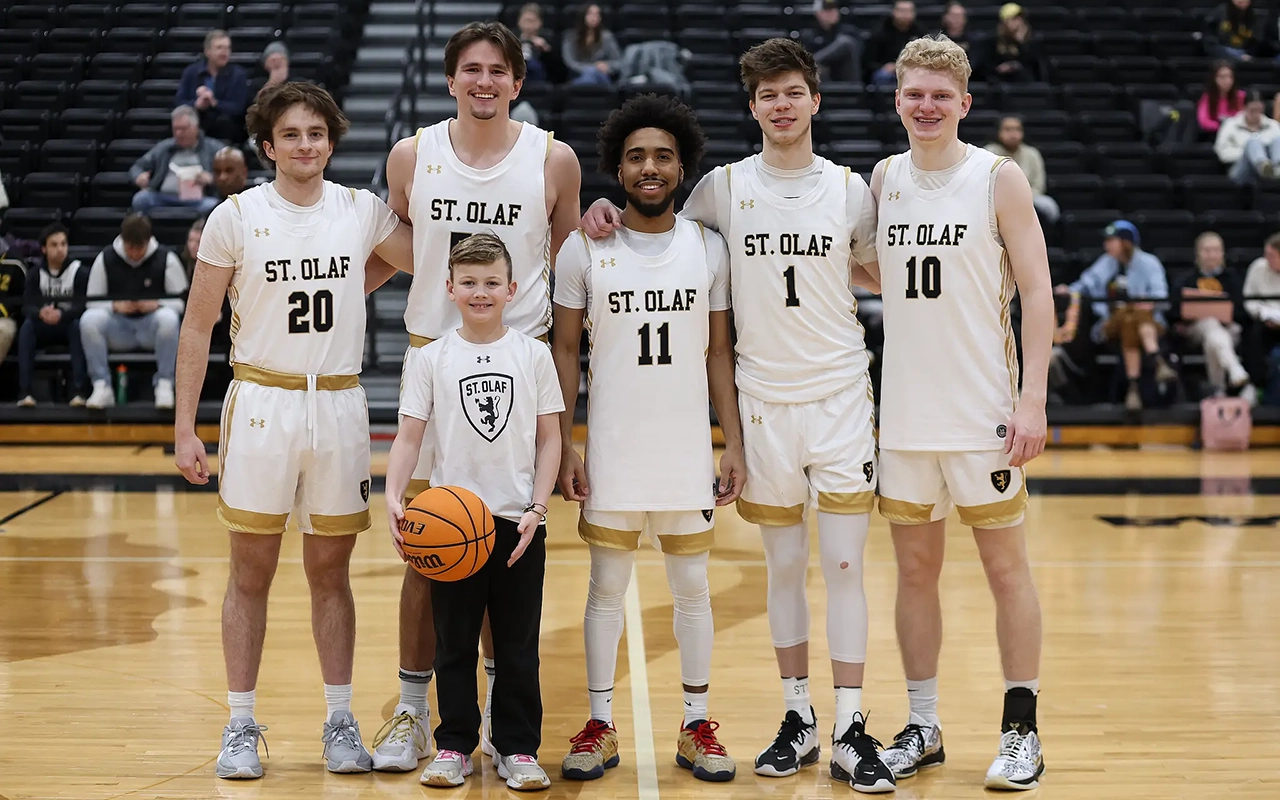 Torin and the St. Olaf Seniors at the 2024 Senior Night