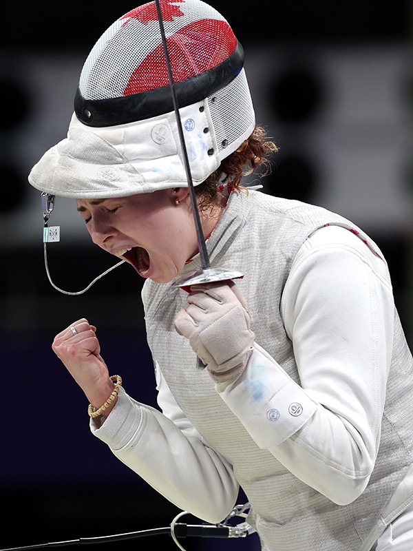 Harvey celebrates after her victory in Paris