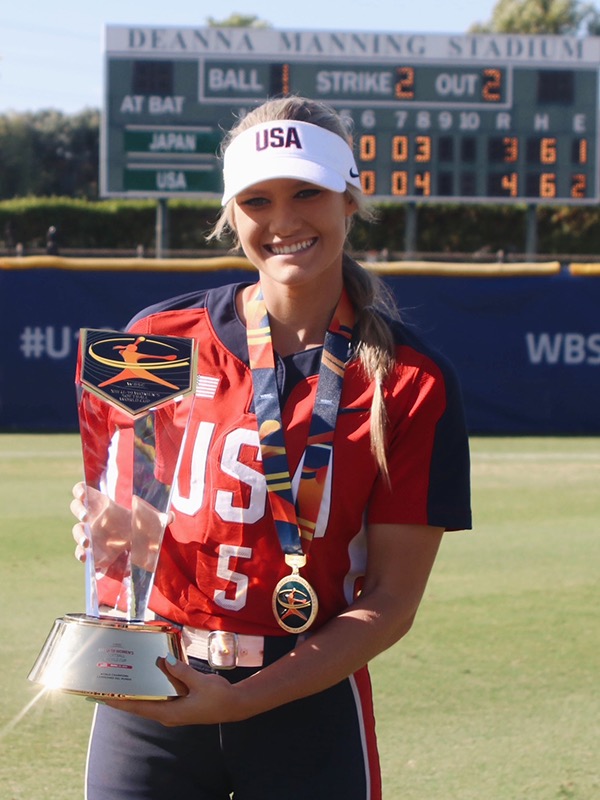 Williams was a walk-off hero for the U.S. team in the U19 Women's Softball World Cup, hitting the game-winning RBI in the bottom of the eighth inning to win gold.