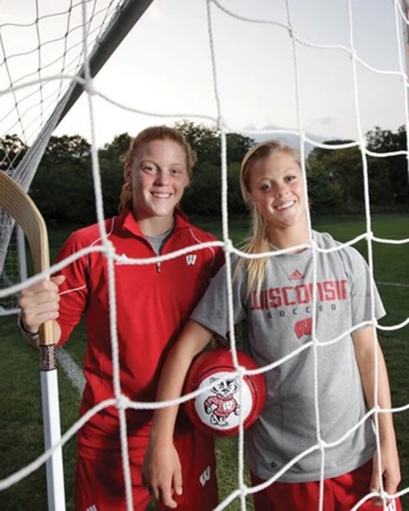 Alev (left) and Derya played soccer and hockey together at Wisconsin.