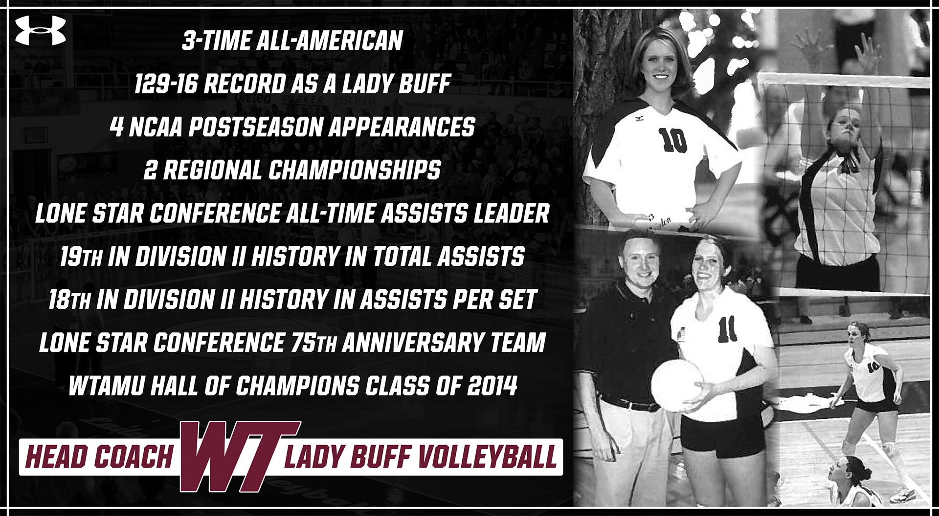 Head coach Kendra Potts had a very successful career as a student-athlete at West Texas A&M, highlighted by earning three All-America honors