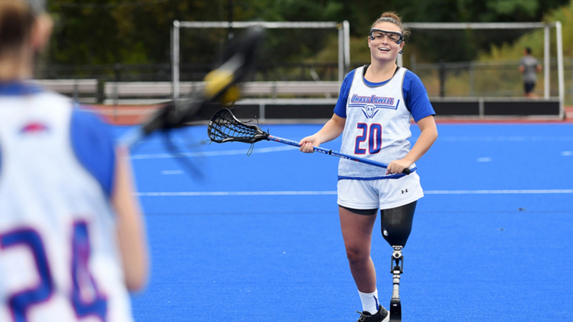 Lambert made a return to lacrosse after her leg amputation, scoring a goal her first game back.