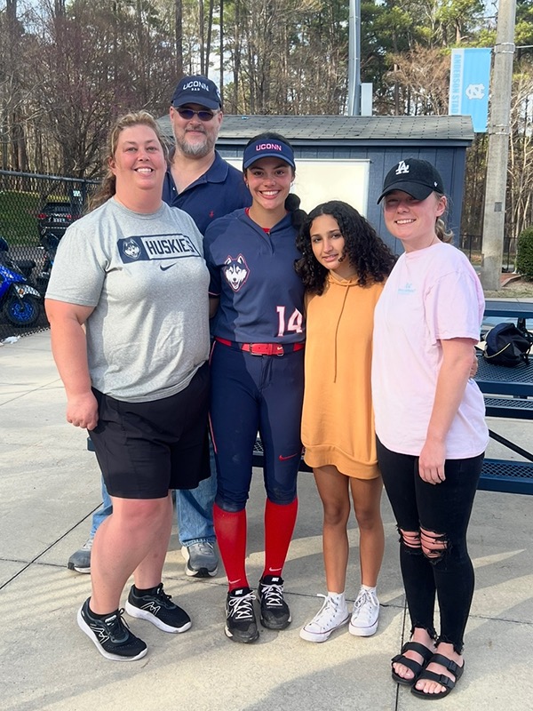 Lexi Hastings poses after a game with her parents, Dawn and Ben, and sisters Faith (second from right) and Melinda. (Photos courtesy of Lexi Hastings)