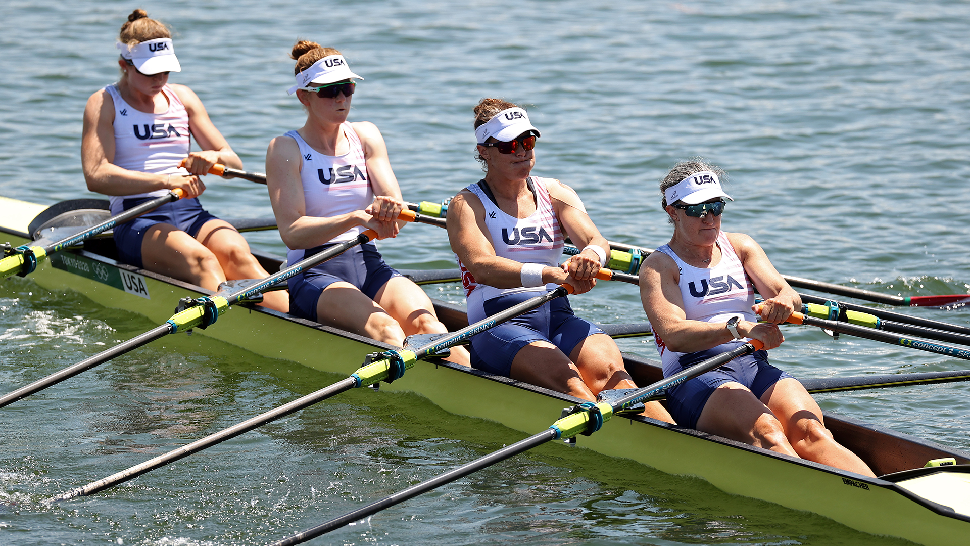 A former volleyball and softball athlete at Virginia, O'Leary competed in the 2016 and 2020 Olympics in rowing. She got introduced to rowing at age 25, opening up an unexpected path to become an Olympian. (Photo by Alexander Hassenstein / Getty Images)