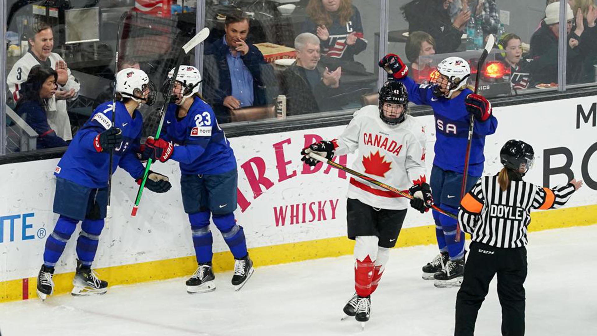 Doyle officiates a Rivalry Series competition between Team USA and Team Canada. (Photo courtesy of Melissa Doyle)