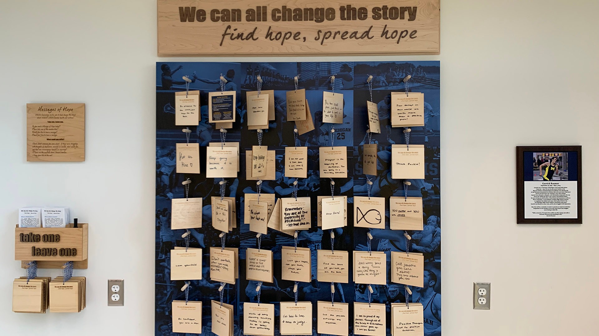 This is a photo of the Message of Hope Board at Michigan.