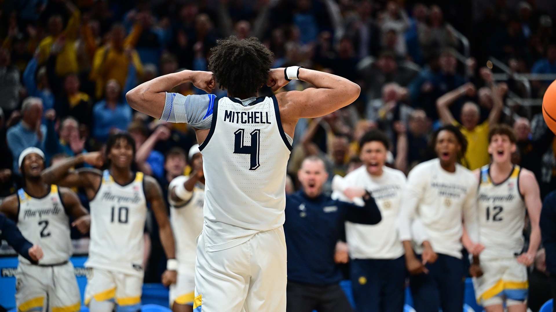 This season, Mitchell has served on the Division I Men's Basketball Student-Athlete Engagement Group as the Big East representative. The group, launched in 2023, includes one representative from each Division I conference to help ensure that players have a seat at the table in discussions that impact their futures.