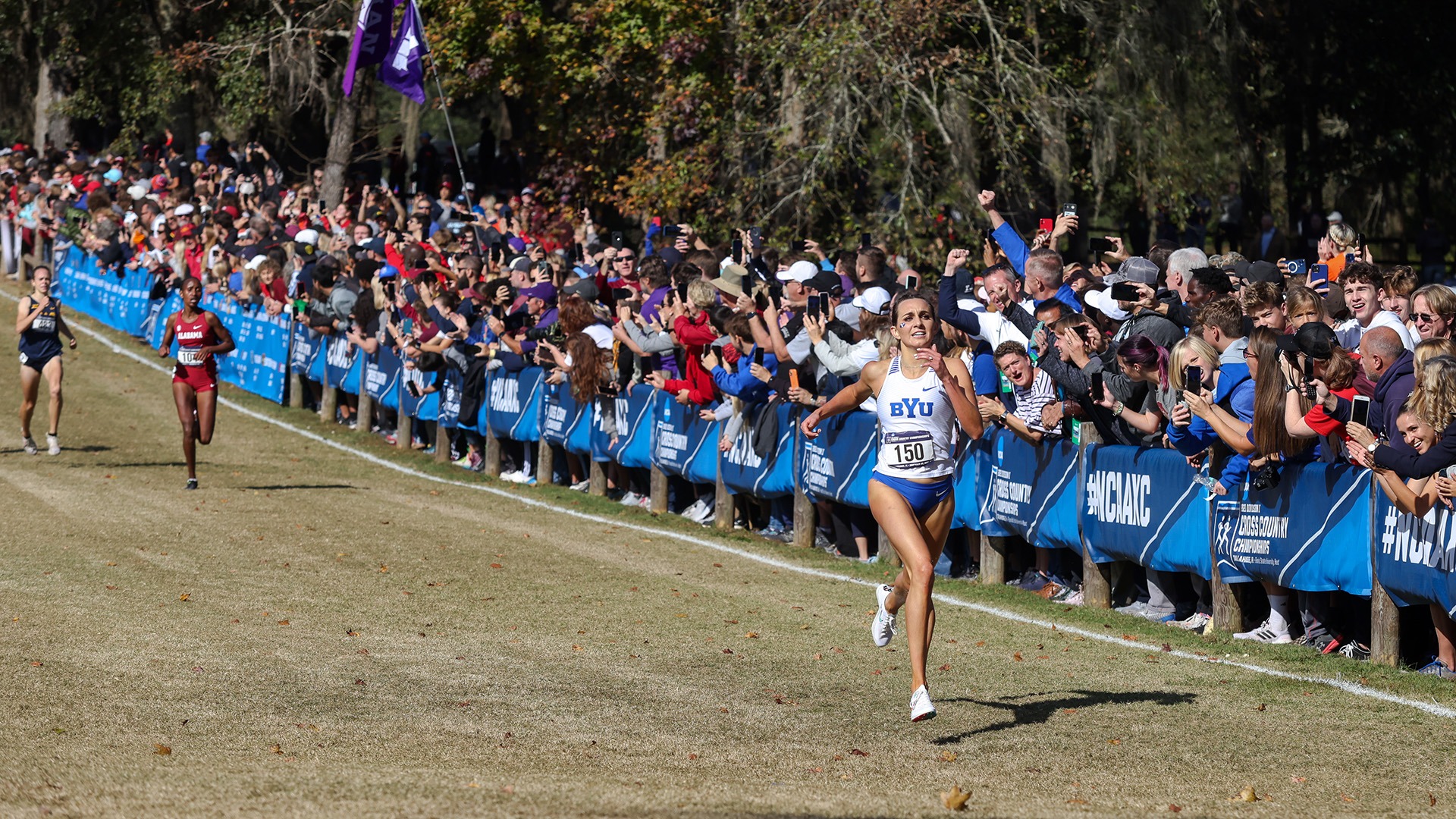 At BYU, Morgan became the first woman in the program's history to win an NCAA cross-country championship, setting multiple school records along the way. (Photo by Jason Parkhurst / NCAA Photos via Getty Images)