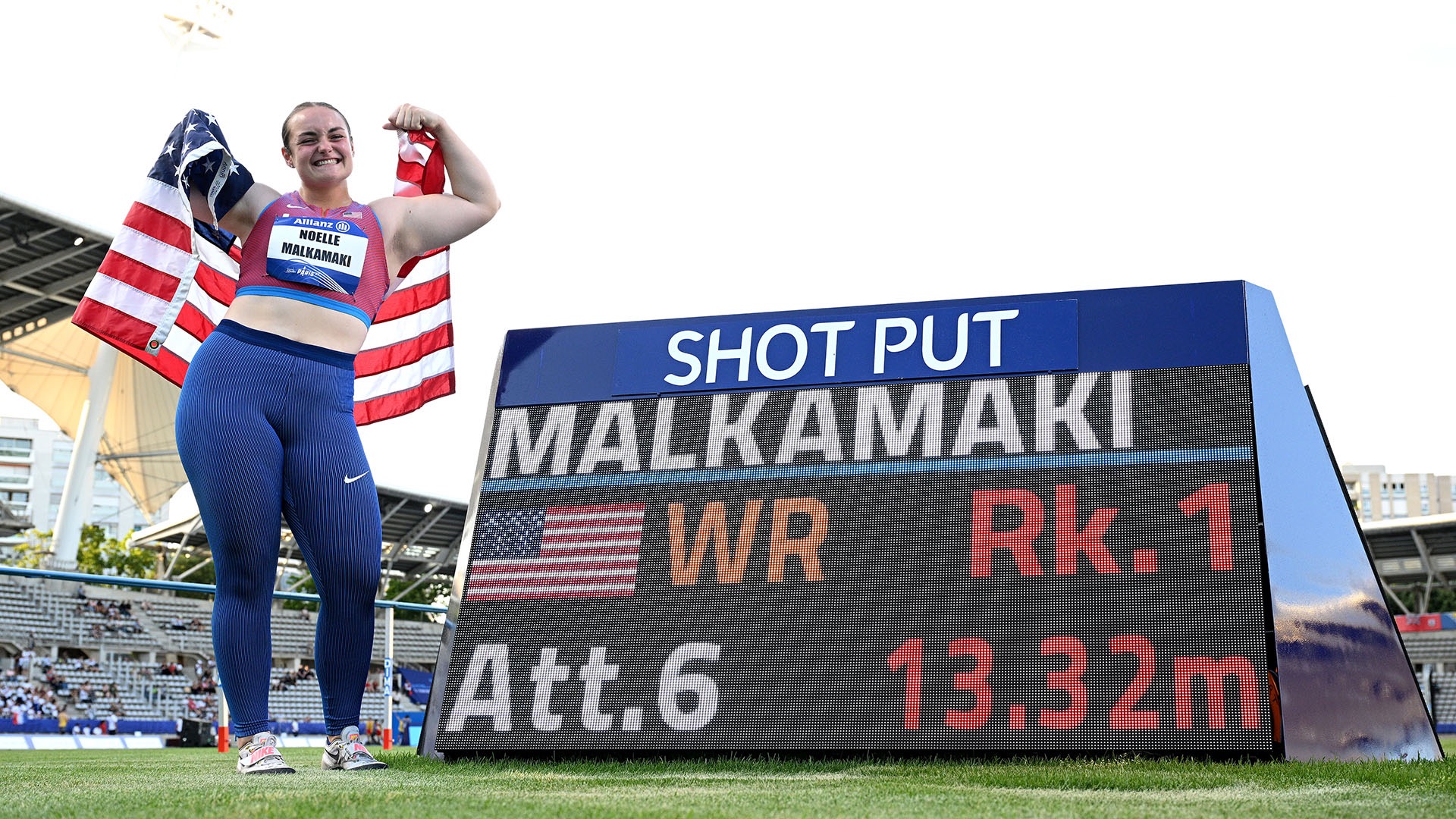 Malkamaki set a world record of 13.32 meters in the women's F46 shot put during the 2023 World Para Athletics Championships in Paris. She recently shattered that record, throwing 13.60 meters at the 2024 U.S. Paralympic team trials. (Photo by Matthias Hangst / Getty Images)