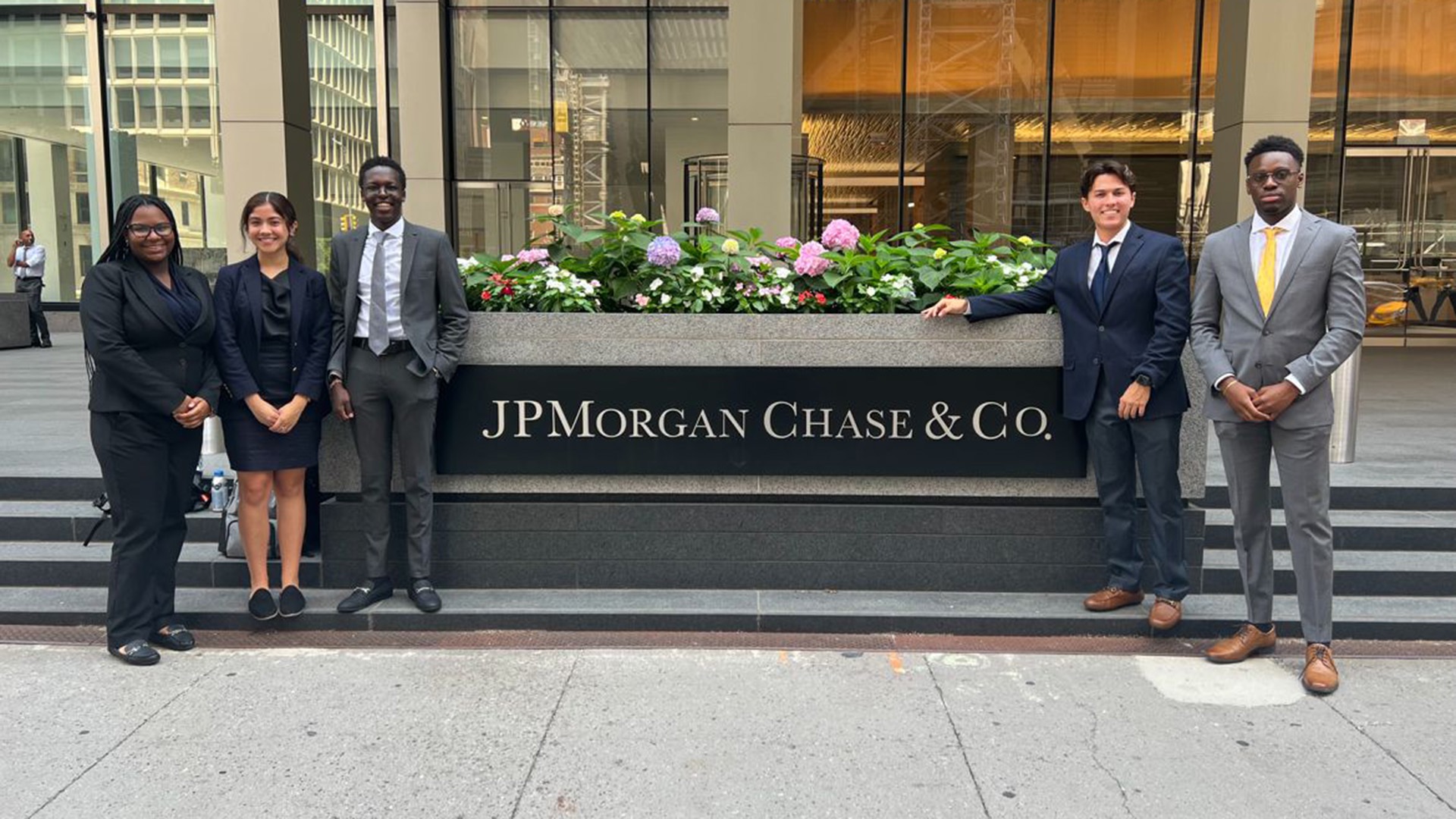 Geoff Point-du-Jour (far right) has earned multiple prestigious internships. On campus, he empowers other Black student-athletes to think about their futures.
