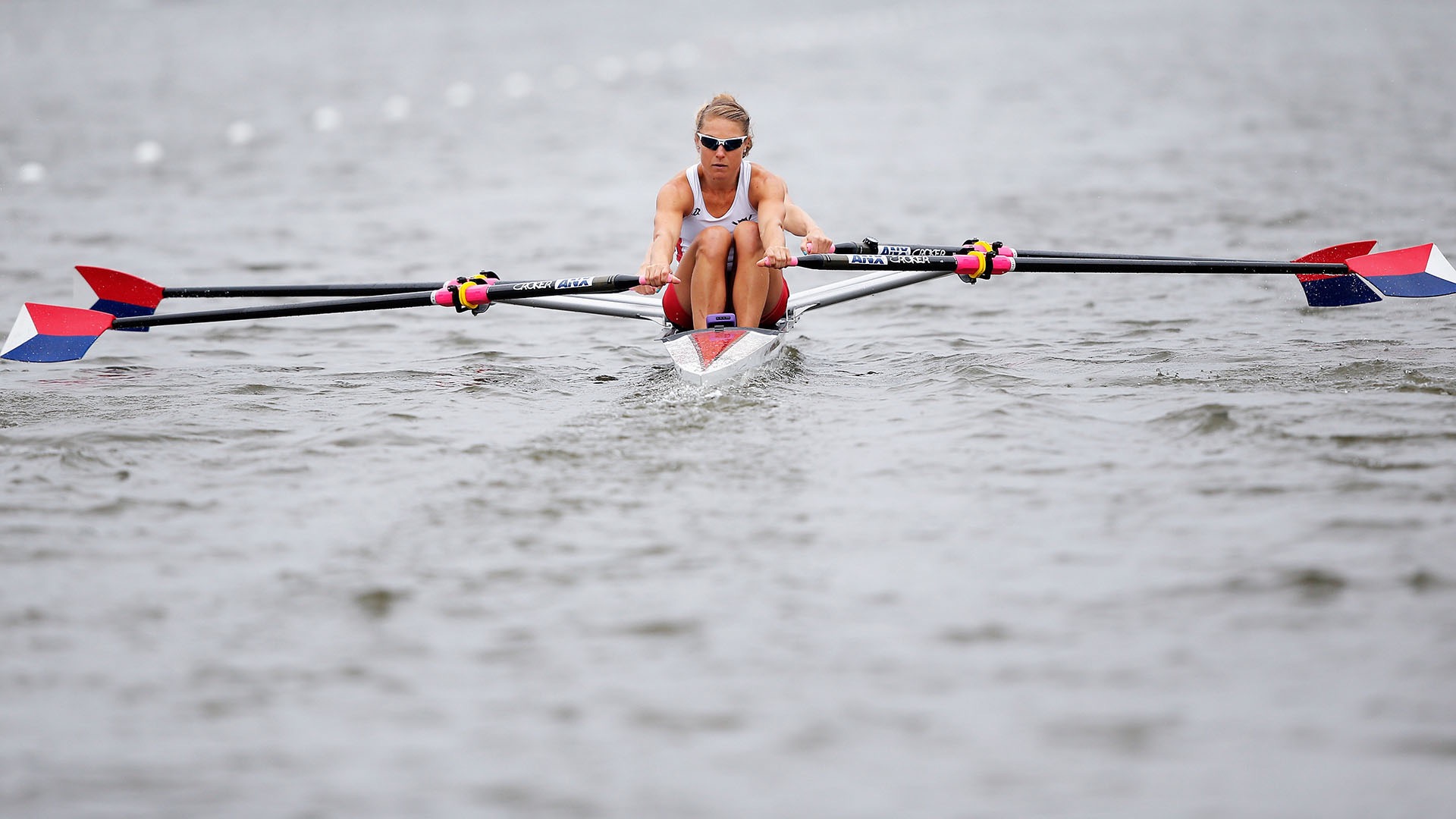 Sechser (front) and Devery Karz of Team USA compete at the 2014 World Rowing Championships in Amsterdam.