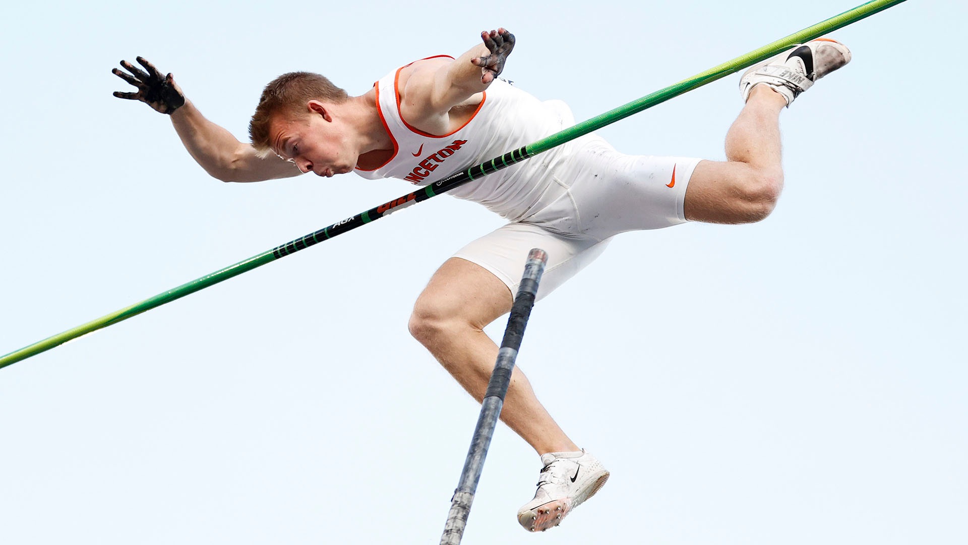Simen Guttormsen sails in the air at a meet during his time at Princeton.