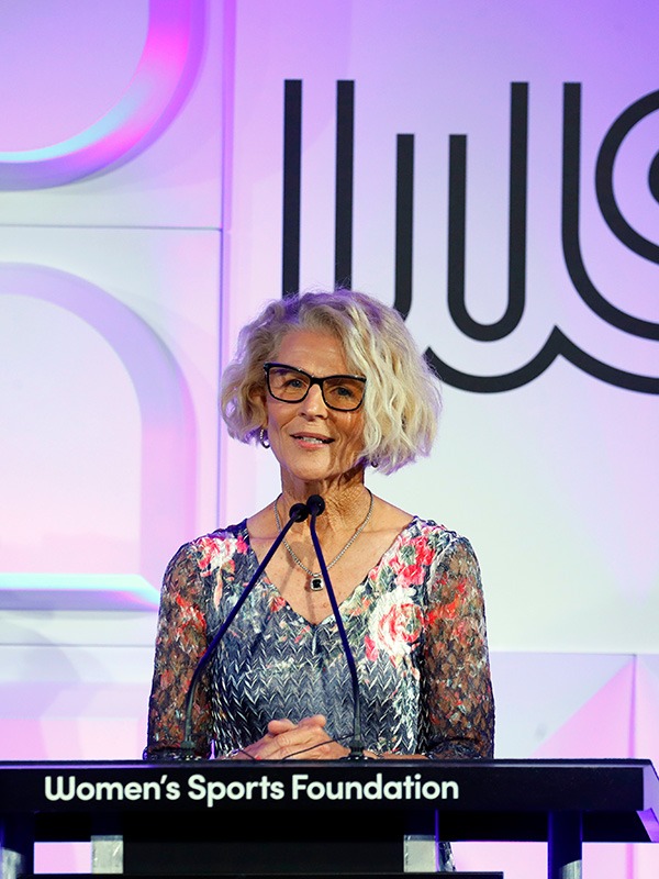 Enquist speaks on stage during The Women's Sports Foundation's 2022 Annual Salute to Women in Sports Gala in New York City. (Photo by John Lamparski / Getty Images for WSF)