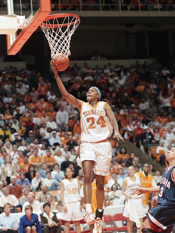 Tamika Catchings scores in front of a packed house at Tennessee. (Photos courtesy of Tamika Catchings)