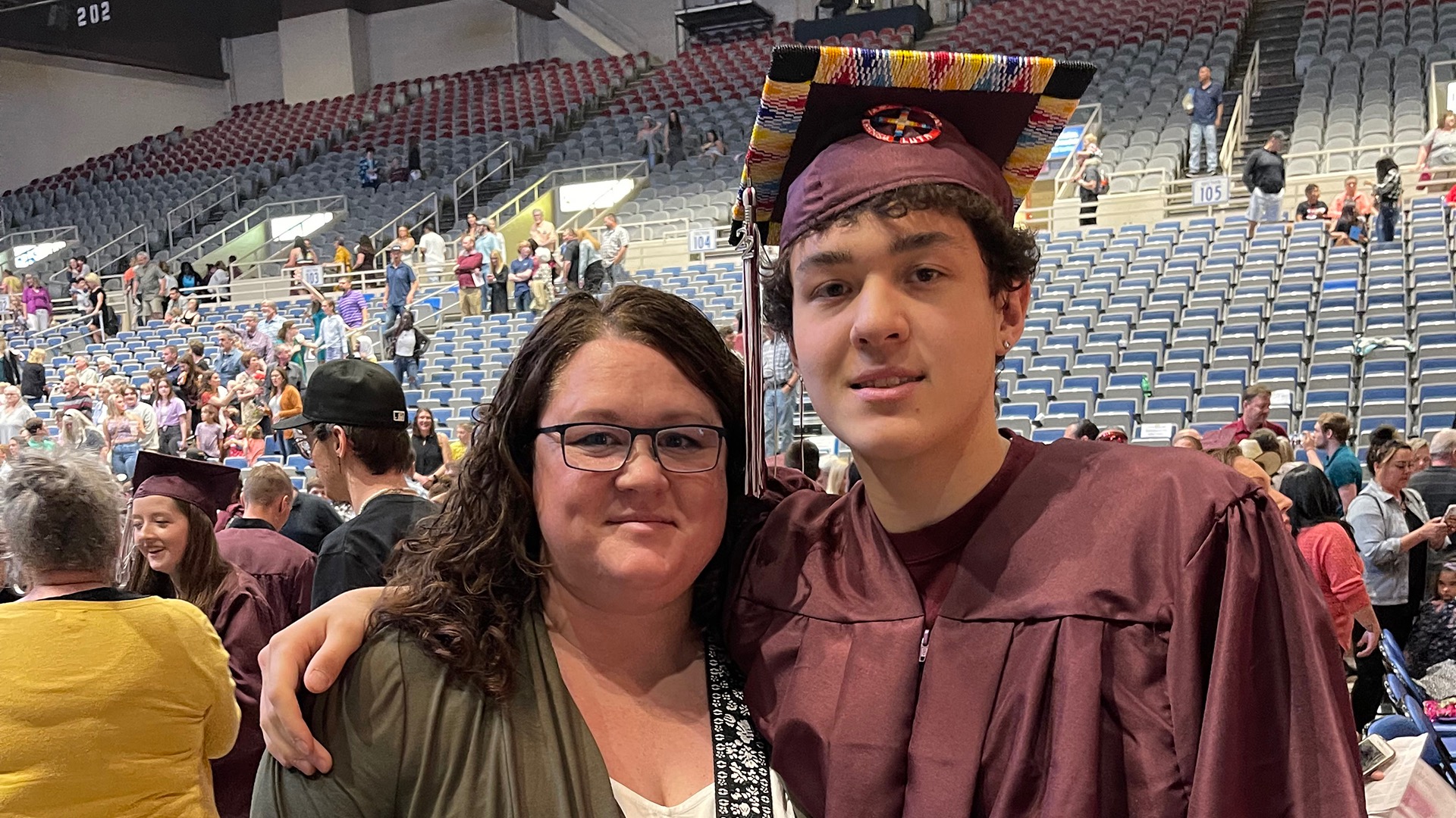 Eaglestaff and his mother, Erica Sundahl, at his high school graduation. (Photo courtesy of Treysen Eaglestaff)