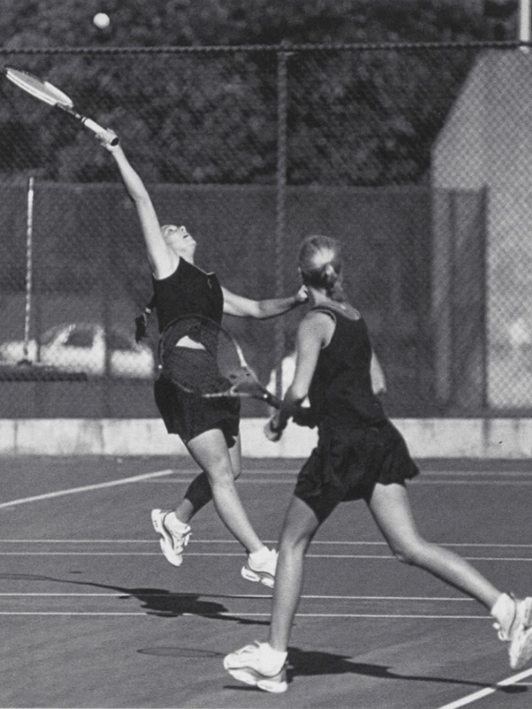 Witmer competing with her teammate and lifelong friend, Abbey Neff Anderson.