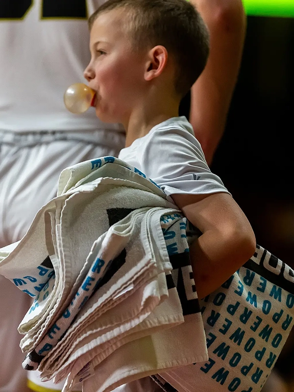 Torin chewing his favorite gum from his teammates