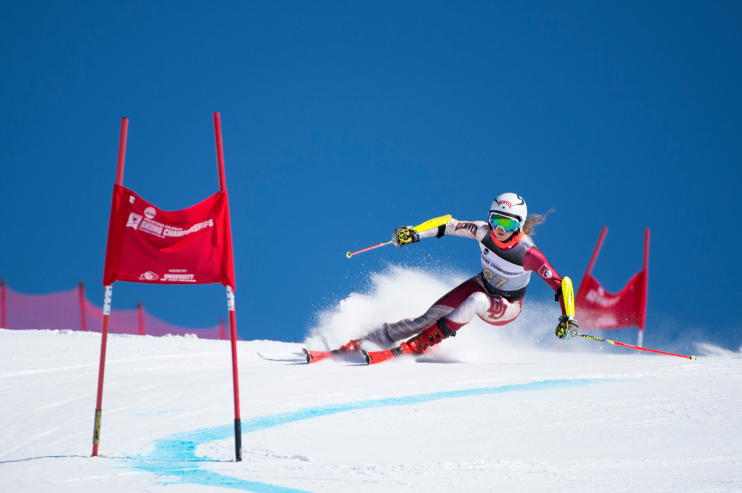 STEAMBOAT SPRINGS, CO - MARCH 07: Amelia Smart of the University of Denver competes in the giant slalom during the Division I Men's and Women's Skiing Championships held at the Steamboat Ski Resort on March 7, 2018 in Steamboat Springs, Colorado. Smart placed first in the event. (Photo by Jamie Schwaberow/NCAA Photos via Getty Images)