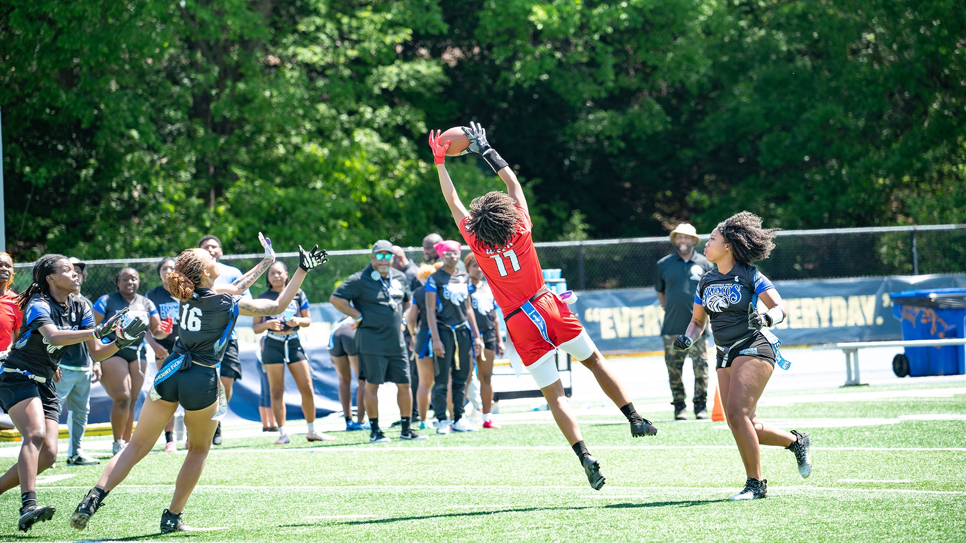 Paige Bowman makes the game-winning interception to give Winston-Salem State its second straight CIAA championship. (Photo by Keith Quick / Winston-Salem State)