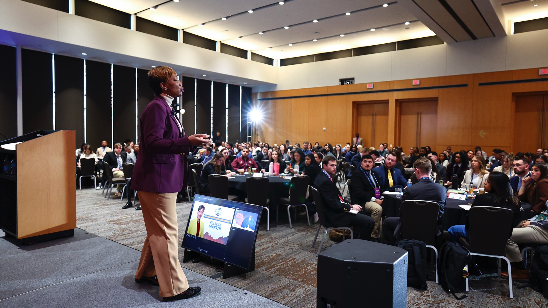 Felicia Martin, senior vice president of inclusion, education and community engagement at the NCAA, speaks to learners on Day 2 of the Emerging Leaders Seminar.