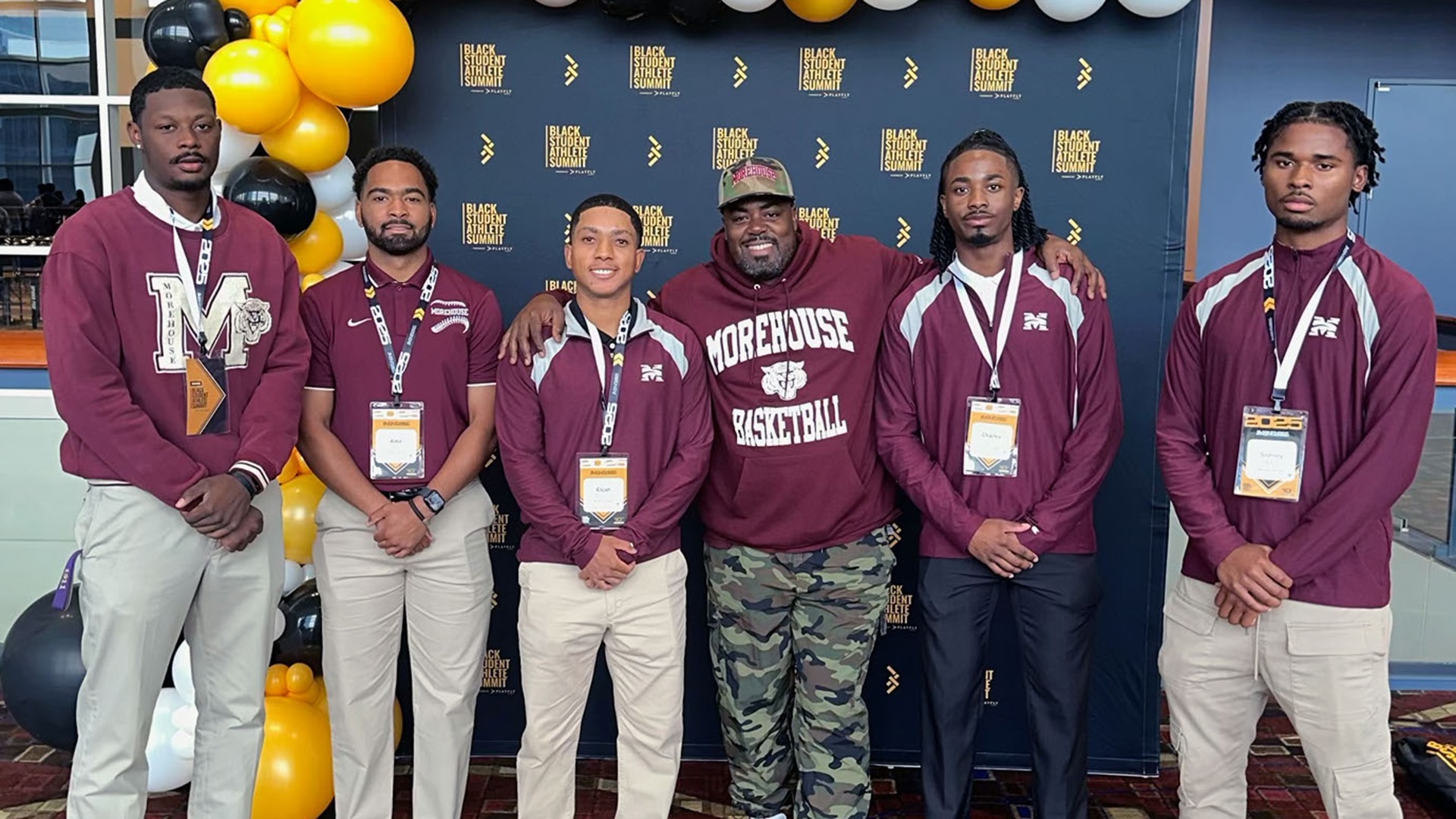 Sidney Morris (far right) with Morehouse attendees at 2025 Black Student-Athlete Summit in Chicago