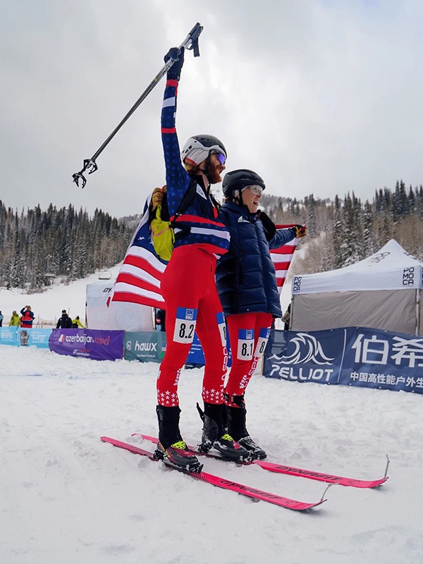 Gibson won her first ski mountaineering event alongside teammate Cam Smith to clinch a spot in the 2026 Milan Cortina Olympics. (Photo courtesy of Team USA)