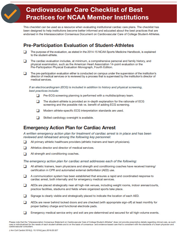 Cardiovascular Care Checklist