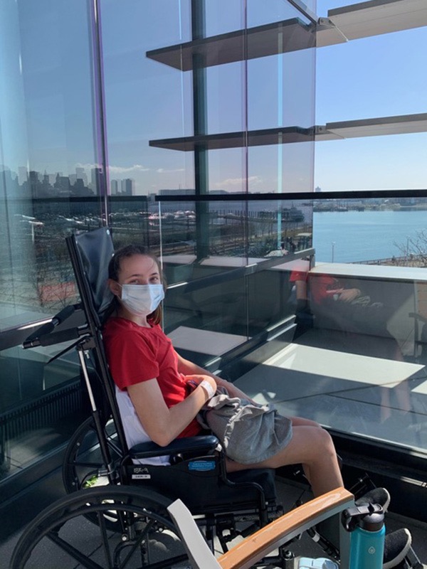 Caylie McMahon used a wheelchair after an emergency surgery to remove a tumor from her spinal cord. (Photos courtesy of Caylie McMahon)