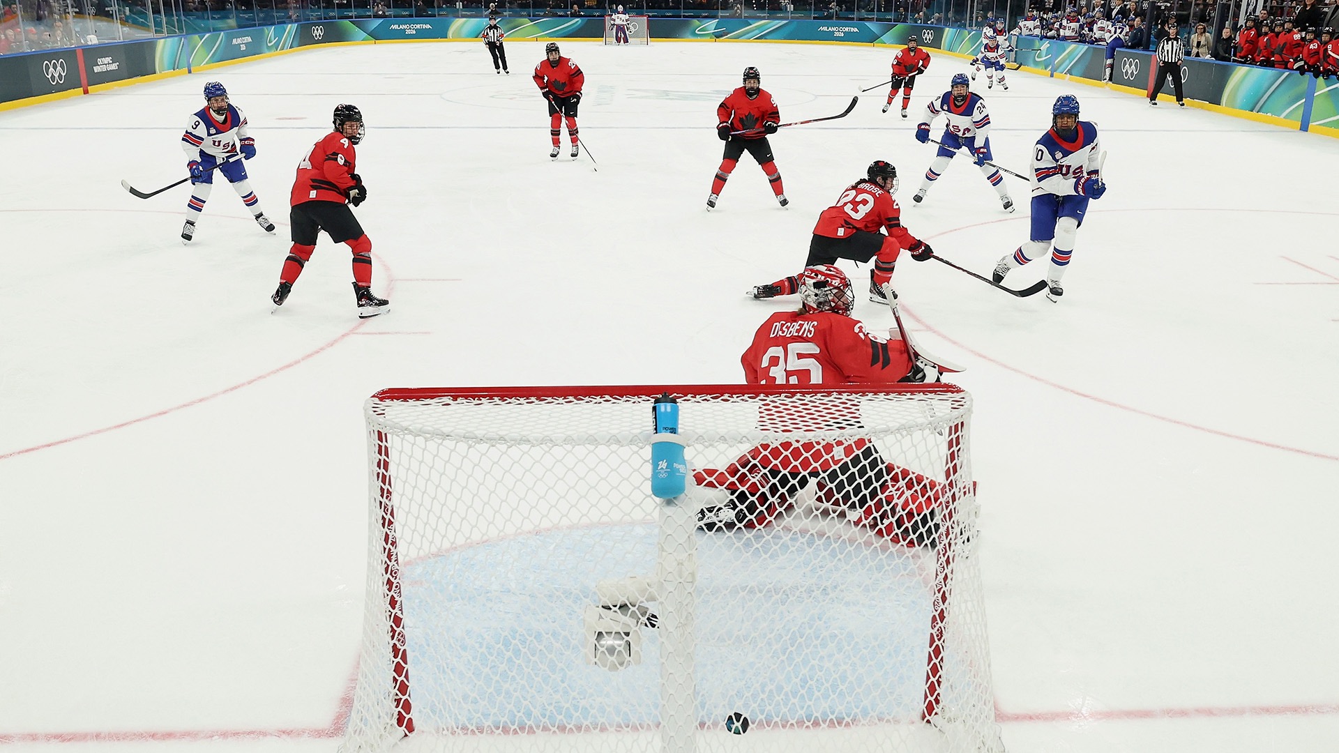 Laila Edwards scored her historic goal against Canada in the third period. (Photo by Bruce Bennett / Getty Images)