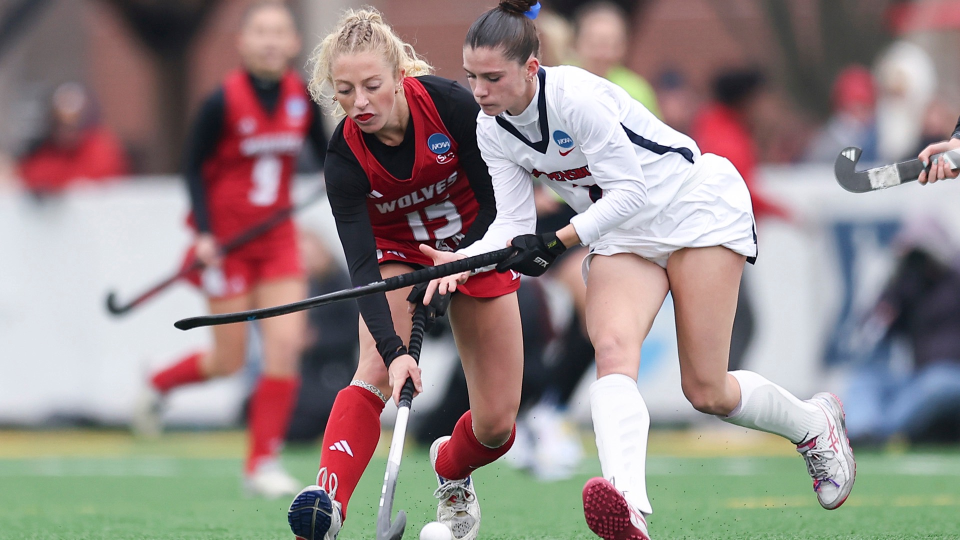 Parker Keeler battles Shippensburg for possession during the NCAA championship game. (Photo by Bill Streicher /NCAA Photos)