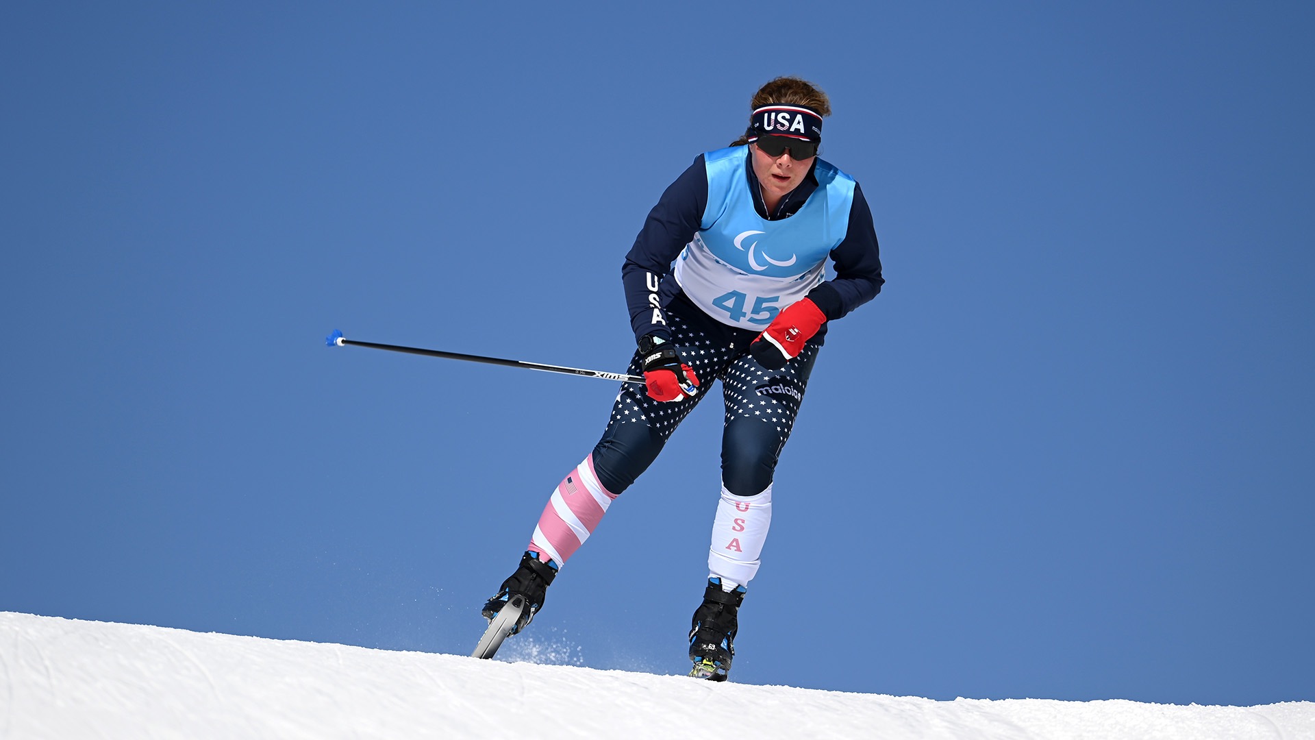 Peterson skied collegiately for four years, pausing her season at St. Lawrence to compete in the Paralympics in 2022. (Photo by Alex Davidson / Getty Images for the International Paralympic Committee)