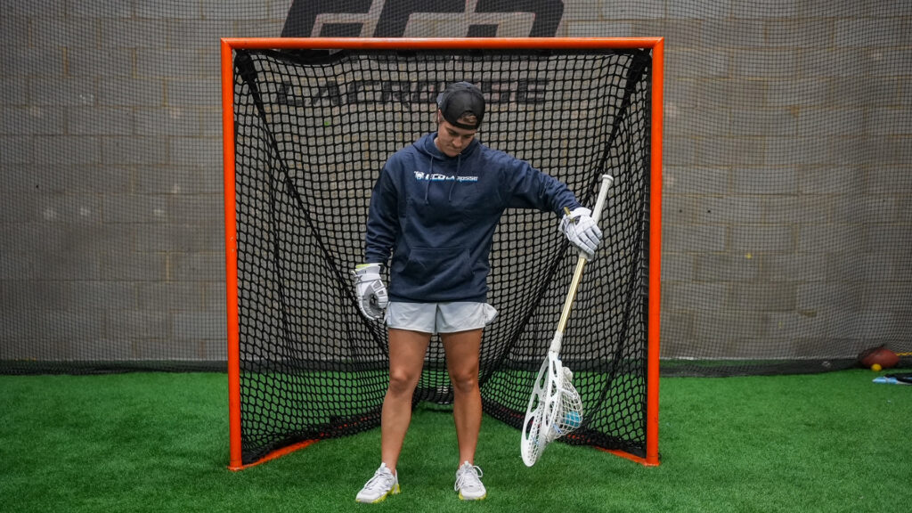 Doucette suits up for a content shoot at ECD Lacrosse.