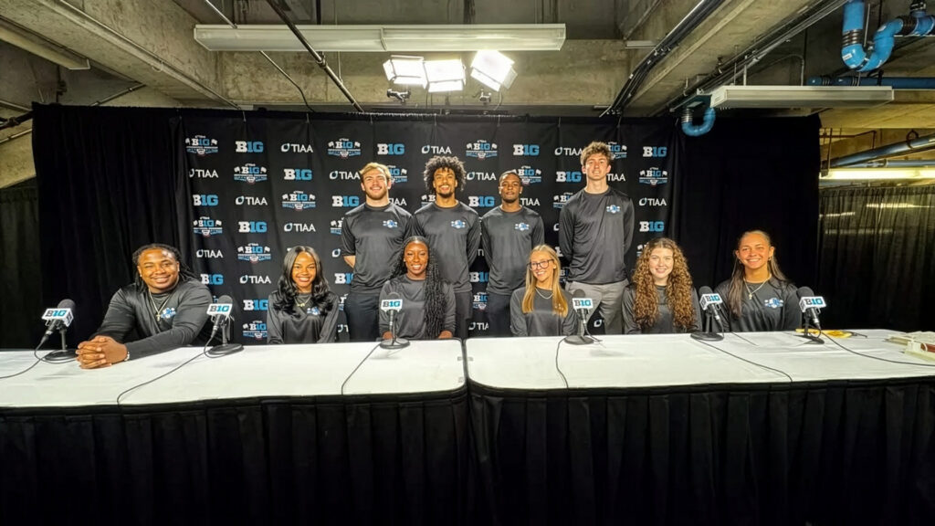 Student-athletes interested in careers in media shadowed CBS employees at the Big Ten Men’s Basketball Tournament as part of the CBS Sports Immersion Program.