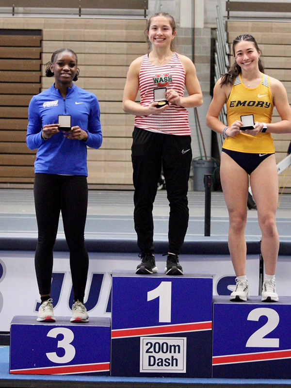 Jablonover finished second in the 200-meter dash at the 2026 UAA Indoor Track & Field Championships